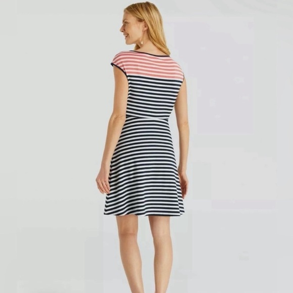 Draper James Stripe Ponte A Line Dress in Nassau Navy Size XL - Picture 2 of 9